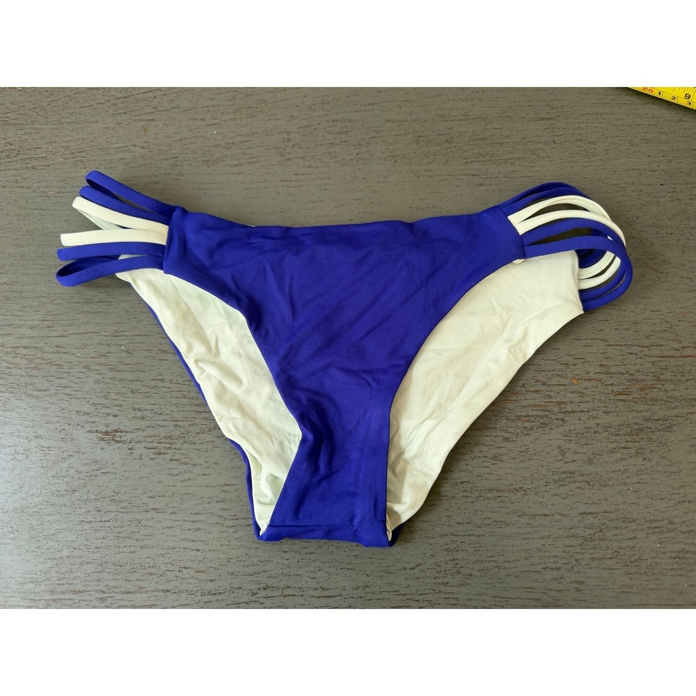 L*Space Estella Bikini Bottom Sapphire Blue Strappy Side Cutout TSOAC16 XS NEW